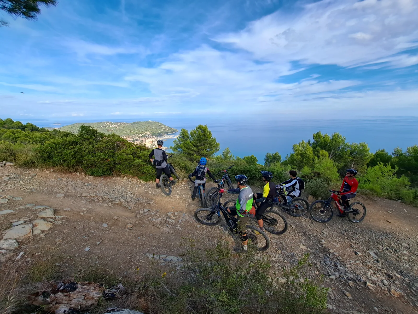 Group of riders on coastal trails