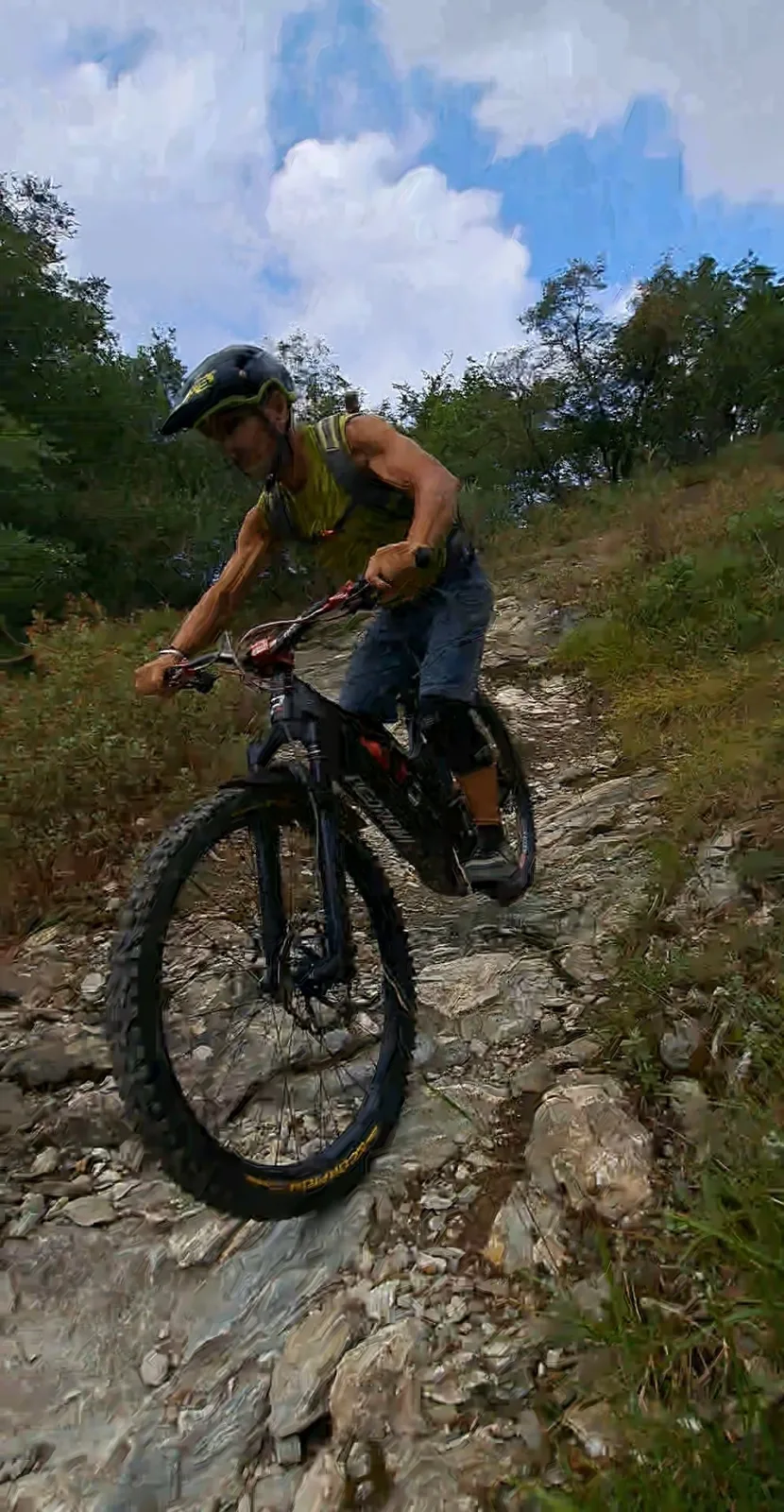 Rider on a rocky trail section