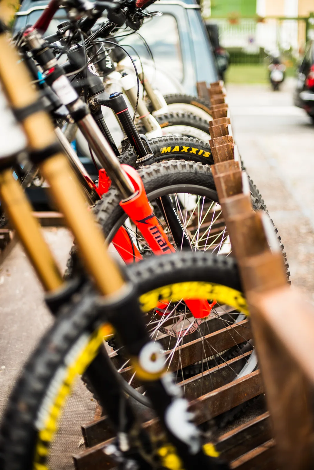 Bikes lined up at the property