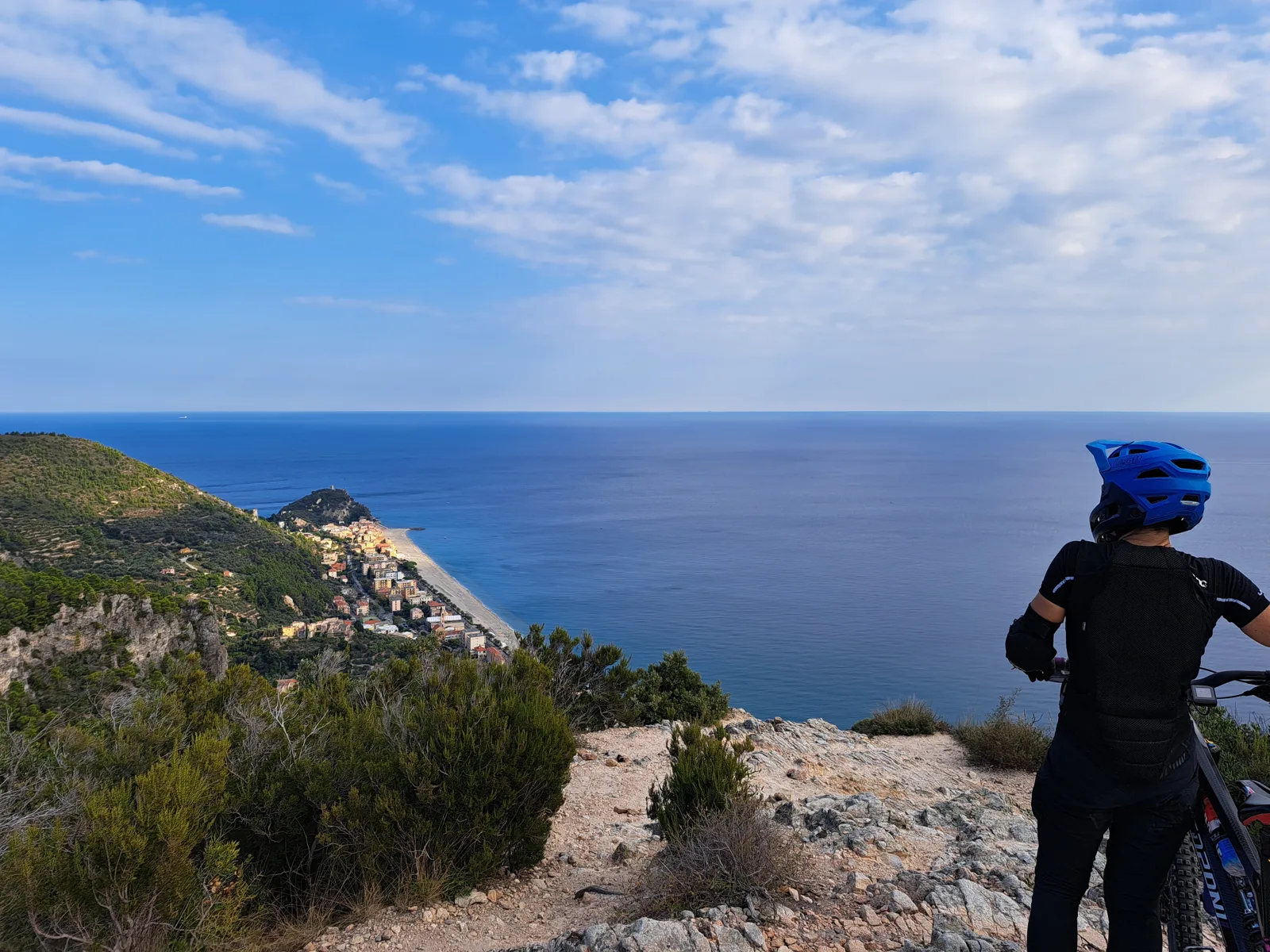 Rider at a coastal viewpoint